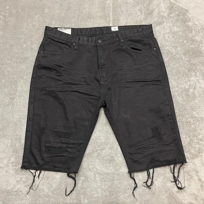 Smoke Rise Mens Size 44 Jet Black Distressed Shorts  - Image 1 of 4