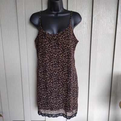 Camisón Morgan Taylor Íntimo Grande Leopardo Chemise Slip Lencería Ver a Través  Foto 1 de 4