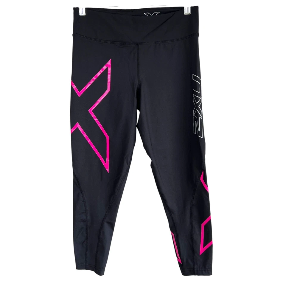 2XU Mujer Tiro Medio Compresión 7/8 Leggings Negro Rosa Talla Grande Entrenamiento Foto 1 de 4