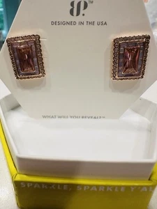 Bomb Party ER75470 'The Calista Earrings' Rose Quartz CZ On Rose Gold White Opal - Picture 1 of 2
