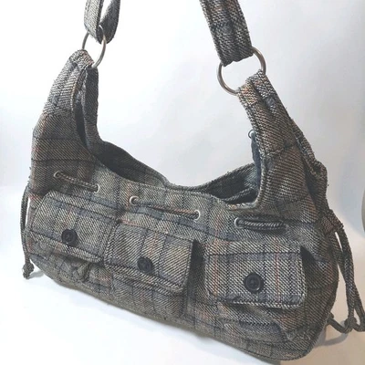 Y2K Chateau Tweed Cartera Bolso de Mano Años 2000 Retro Bolso de Hombro Cartera Estructurada Foto 1 de 4