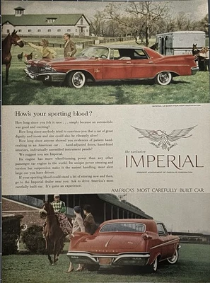 1960 Imperial Le Baron Original Vintage Advertisement Red Classic Car Auto Ad - Image 1 of 2