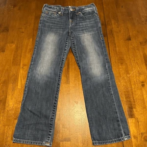 True Religion Boys Size 8 Ash Straight Leg Denim Jeans Logo Pockets - Picture 1 of 8