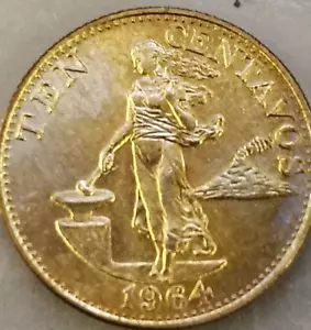 1964 Philippines 10 centavos coin Uncirculated - Picture 1 of 4