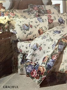 Springmaid Graceful Floral Rose King Flat Sheet Luxury Percale Cottagecore New - Picture 1 of 12