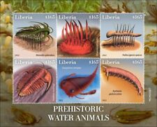 Prehistoryczne zwierzęta wodne MNH znaczki 2022 Liberia M/S