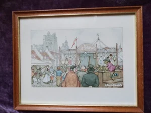 Vintage Anton Pieck Framed Print Circus Variete. Good Colour.Frame 9.75"x7.75" - Picture 1 of 6