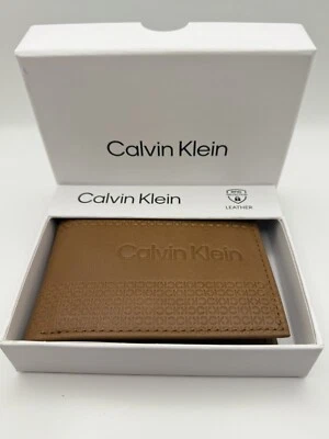 Calvin Klein Men's Tan Leather Slim Bifold RFID Wallet  NWT $45 - Image 1 of 4