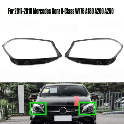Pair Headlight Lens For Mercedes Benz A-Class W176 A180 A200 A260 A45 AMG 17-18 Foto 1 de 4