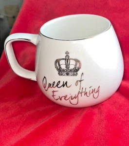 Queen of Everything Ceramic Coffee Tea/ Coffee Mug Cup Gold Lettering & Trim - Picture 1 of 11