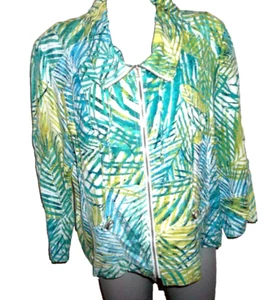 RUBY RD Zip-Up Jacket, Blue/Green/White/Chartreuse Plus Size 18, Linen/Rayon VGC - Picture 1 of 10