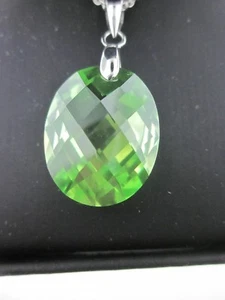 Grün facettierter Sterling Silber Anhänger mit 925 18" Kette Halskette - Bild 1 von 2