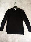 L L BEAN Sweater Womens Medium Black V Neck Long Sleeve Casual Comfy Preppy