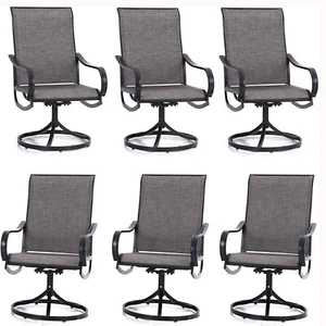 Patio Swivel Dining Chairs Set of6 Outdoor Textilene Chair for Garden Heavy Duty - Picture 1 of 10