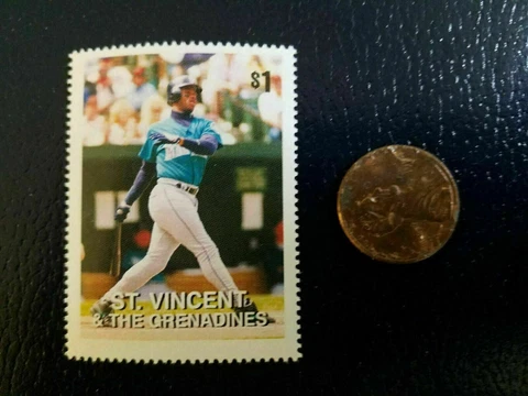 Ken Griffey Jr Seattle Mariners St Vincent The Gernadines Perforated Stamp (b) Cover
