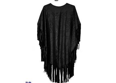 Mujeres Capas Ponchos Cárdigan Capa Gamuza Floral Hueco Flecos Borla Mantón Foto 1 de 4
