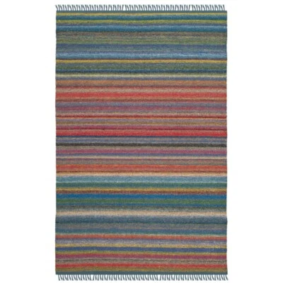 Alfombra SAFAVIEH Kilim KLM108B tejida a mano azul/naranja Foto 1 de 4