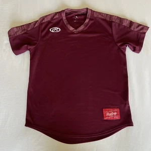 Rawlings Adult S/ Youth L Large Baseball V-Neck Game Jersey Shirt Crimson Red - Picture 1 of 5