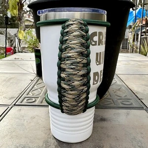 30/32/40oz Stretchable Paracord Tumbler Handle Green Multi Camo, Fits Epoxy Cups - Picture 1 of 4