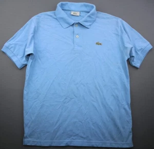 Vintage Men's Lacoste Polo Shirt Blue Short Sleeve France Made Size 3 (Small) - Picture 1 of 8