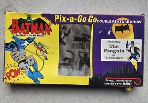 Vintage Batman Robin 1966 Pix-a-Go Go Double Feature Penguin Original Box Toy - Picture 1 of 11