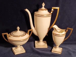 Antique Lenox American Belleek Gold Coffee Service, excellent except pot lid. - Picture 1 of 18