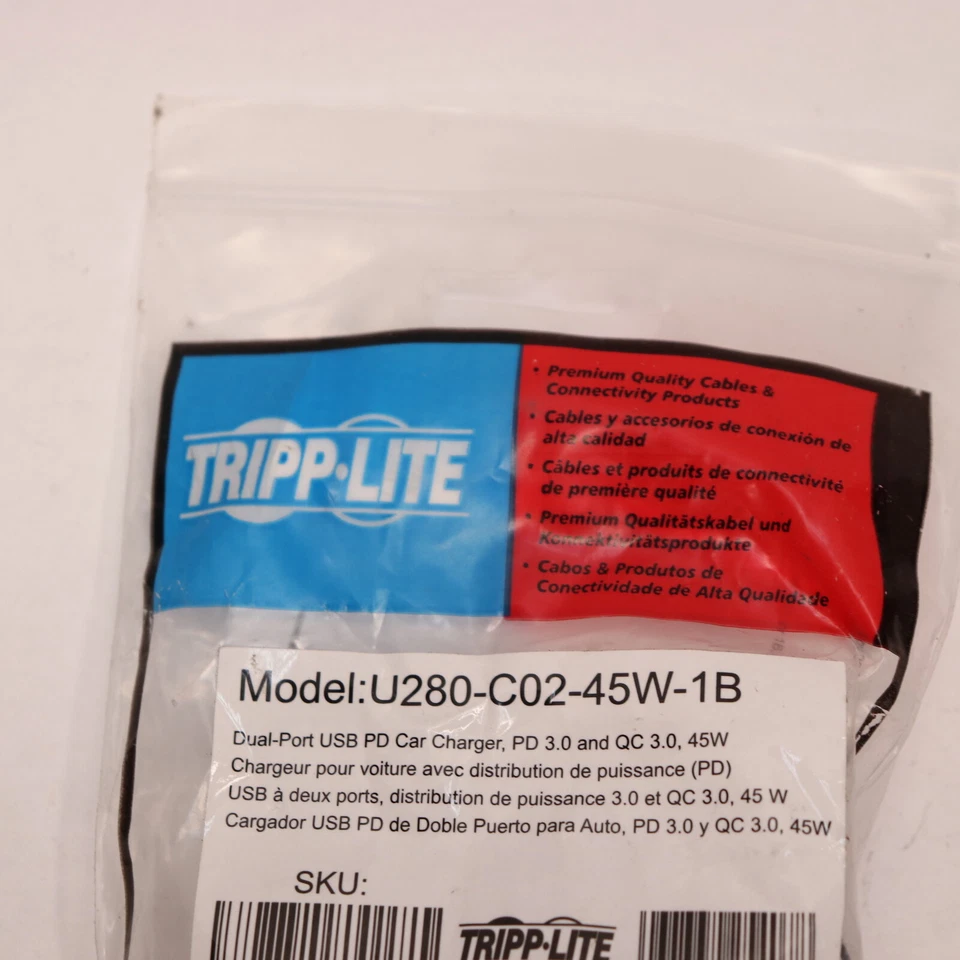 Tripp Lite USB Car Dual-Port Adapter Black U280-C02-45W-1B - Imagem 1 de 4