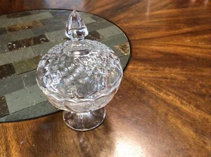  Clear Glass Footed Compote Bowl Candy Dish w/Lid Scalloped Edges 6.5" x 4.25" - Picture 1 of 9