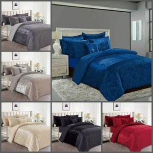 Crushed Velvet Duvet Quilt Cover Bedding Set with Pillowcases – All UK Sizes - Picture 1 of 22