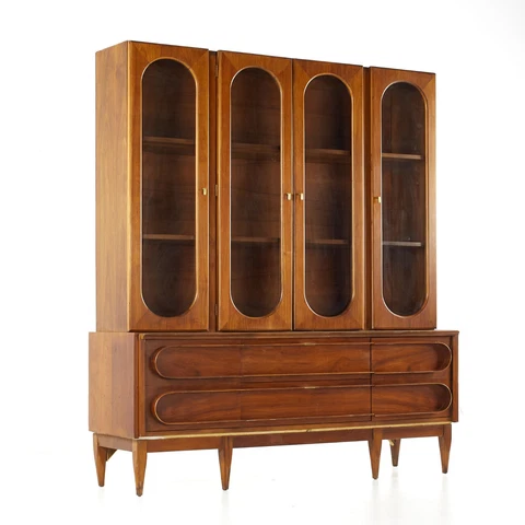 Pulaski Mid Century Walnut Buffet and Hutch Cover