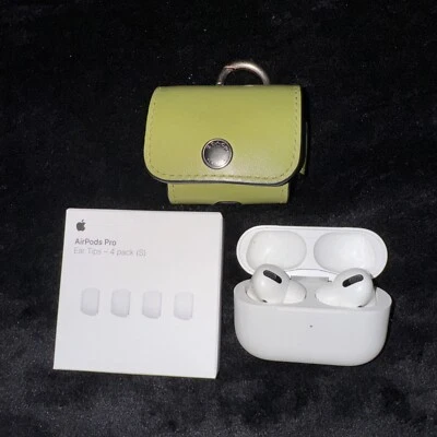 Apple AirPods Pro 1st Gen, Case, New Apple Ear Tips, Leather Green Coach Case - Image 1 of 4