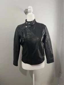 Urban Republic Motorcycle Vegan Leather Jacket Black Size M (10-12)Junior - Picture 1 of 9