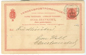 DWI #Bkd6r, 1 CÉNTIMO 1902 recargo en 3¢ TARJETA DE RESPUESTA usada - Imagen 1 de 1
