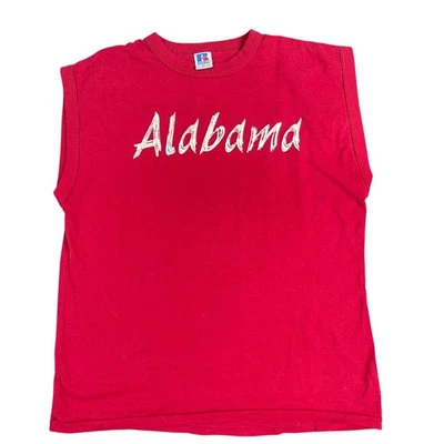 VTG 80s Alabama Sleeveless T Shirt Red Men M Russell Athletic Made in USA Sports - Image 1 of 4