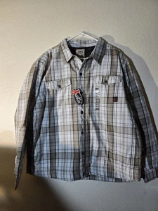 Justin Shacket XLG Shirt Or Jacket  Gray & Navy Plaid NWT - Picture 1 of 4