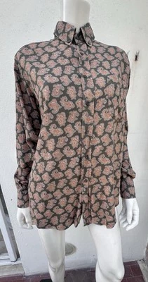 Camisa de flanela vintage ETRO feminina paisley anos 80 anos 90 luxo inverno gema tamanho 39 M G - Imagem 1 de 4
