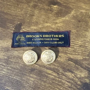 Brooks Brothers Replacement Buttons Set of 2 Vintage Double Anchor Gold Crest - Picture 1 of 11