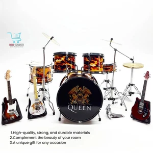 Juego de guitarra y batería Queen miniatura - Edición con logotipo dorado - Memorabilia musical - Imagen 1 de 6