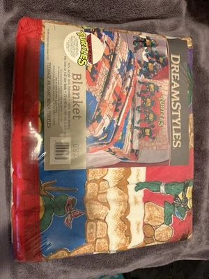 Vintage 1988 Teenage Mutant Ninja Turtles TMNT Bedding 72"x90" Playmates Neca - Image 1 of 2