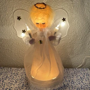 Vintage Angel Christmas Tree Topper Light – 9 White Lights – Taiwan – Works - Picture 1 of 17