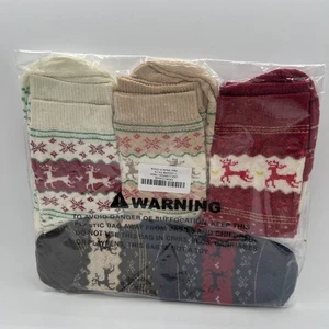 5 pares de calcetines de lana de punto frío gruesos cálidos suaves vintage para mujer, multicolor - Imagen 1 de 2