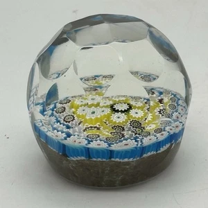 Pisapapeles vintage de vidrio artístico facetado grande de Murano Millefiori manchas doradas Italia - Imagen 1 de 7
