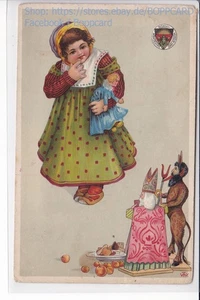 TARJETA DE ARTISTA, KRAMPUS, MUÑECA, NIÑOS, ca1910 - Imagen 1 de 2