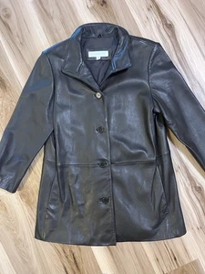 Cappotto giacca pelle softshell marrone media M Liz Claiborne donna lunghezza media - Foto 1 di 9