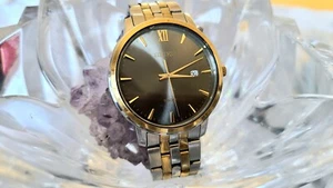Seiko Two Tone Gray Date Dial Mens Classic Dress Watch - Picture 1 of 9