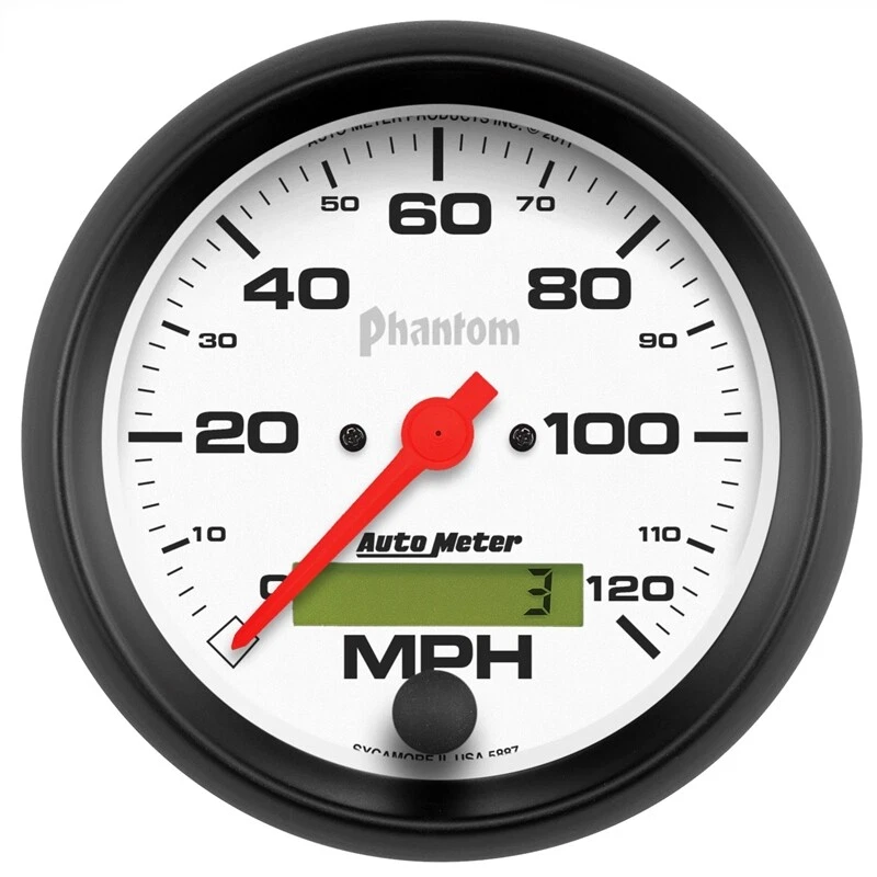 AutoMeter 5887 3-3/8 in. Speedometer, 0-120 MPH, Electric, Phantom, White - Image 1 of 1