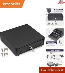 Premium 24V POS Cash Drawer with Media Slot - Round Corners, Removable Coin Tray