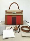 100% Authentic Hermes Kelly II Sellier 28 H Bag AA Gold/Capucine/Rouge H