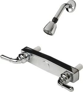 Mobile Home 8" Chrome Shower Faucet w/Lever Handles & Shower Head Kit - Picture 1 of 4