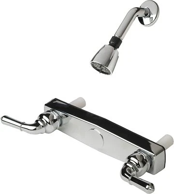 LAGUNA BRASS Mobile Home 8" Chrome Shower Faucet w/Lever Handles & Shower Head Kit